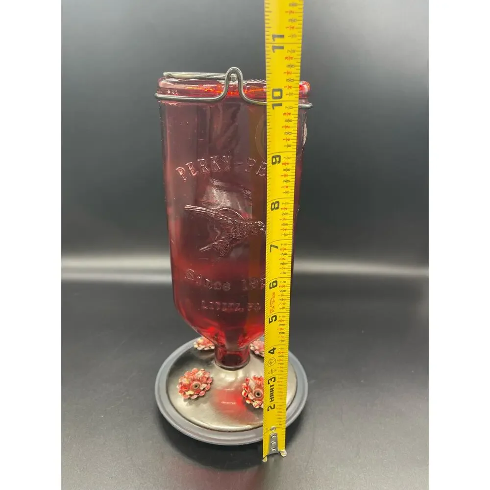 Hummingbird Feeder by Woodstream Corp Red Glass Perky Pet Since 1958 Lititz PA